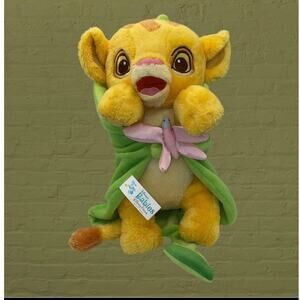 Disney Parks Babies Simba Plush Lion King Removable Leaf Swaddle Blanket Toy 12"